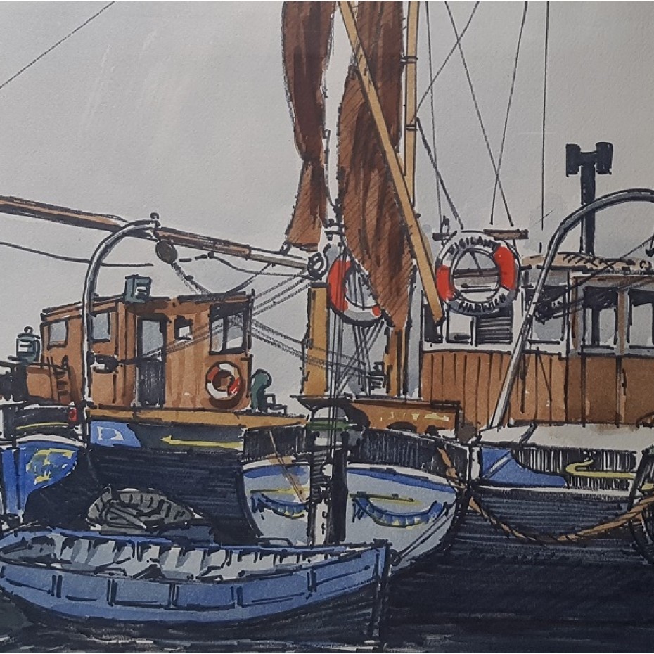 Hugh Knollys - Boats at Harwich, Essex