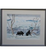 John Leigh-Pemberton - Two Black Bears in the Mountains