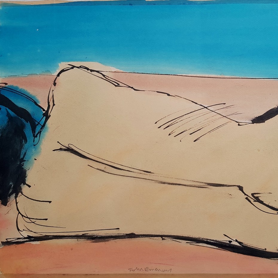 John Emanuel - Reclining Nude on a Beach