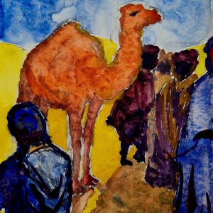 Mieczyslaw Lurczynski - Berbers and a Camel in the Desert