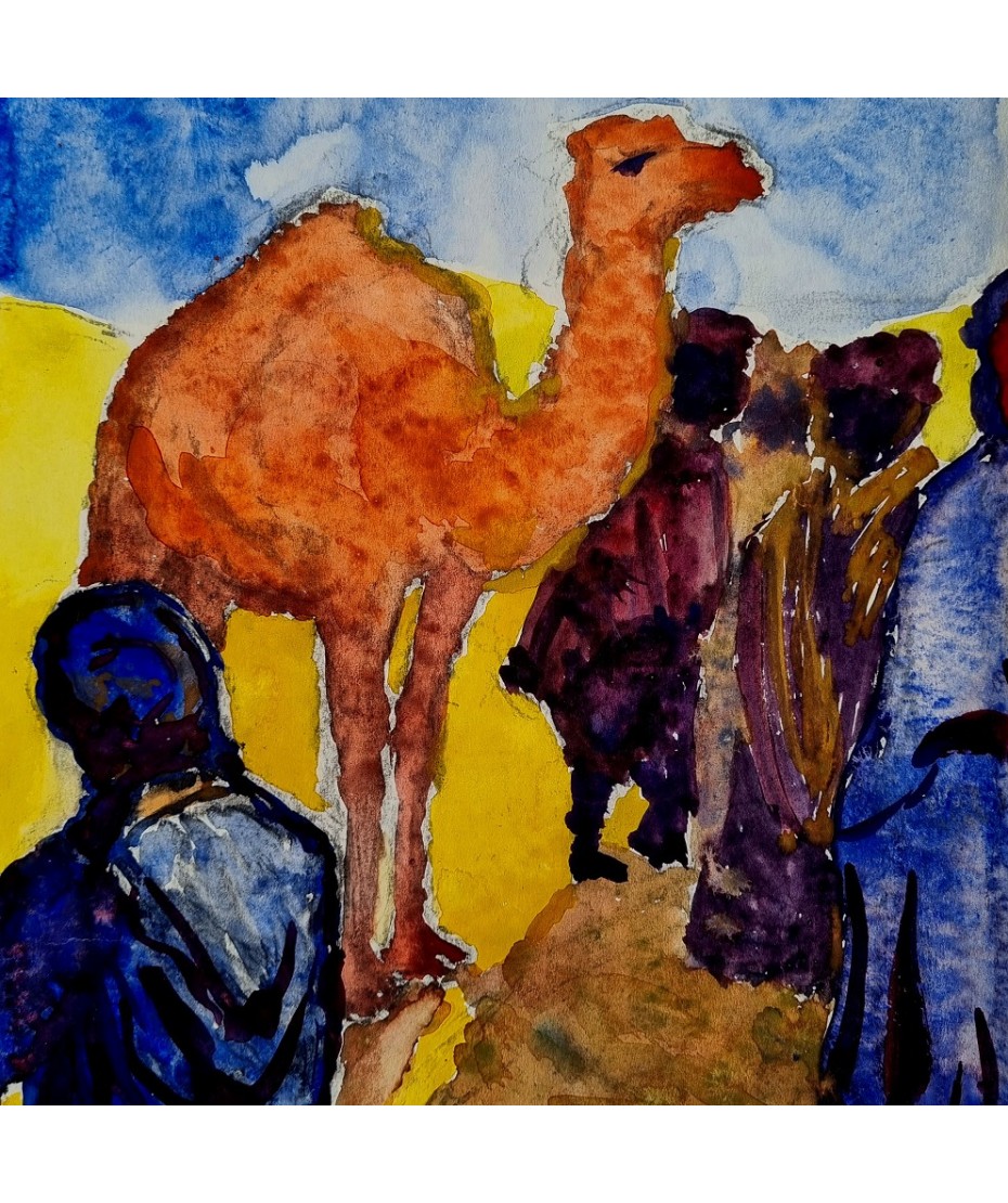 Mieczyslaw Lurczynski - Berbers and a Camel in the Desert
